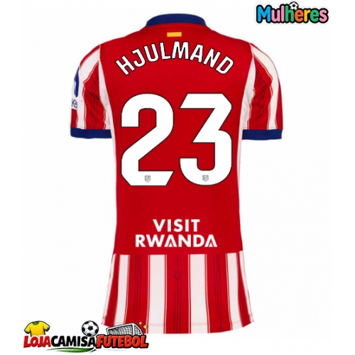 Camisa de Futebol Atletico Madrid Morten Hjulmand #23 Equipamento Principal Mulheres 2026-27 Manga Curta